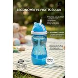 Muf Home 400 ml Pipetli Çocuk Suluğu - Pratik Kolay Açılır Pipet Sistemli Okul ve Anaokulu Için Sızdırmaz Matara Bpa Içermez. - Mavi