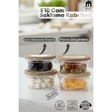 Muf Home 4'lü Cam Saklama Kabı Seti - Kahvaltılık, Erzak Saklama Kabı - Içini Gösteren Kapak - 4 x 415CC -Bpa Free - BEJ