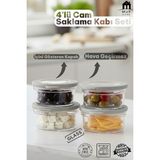 Muf Home 4'lü Cam Saklama Kabı Seti - Kahvaltılık, Erzak Saklama Kabı - Içini Gösteren Kapak - 4 x 415CC -Bpa Free - GRİ