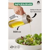 MUF HOME Akıllı Kapak Yağ Sirke Sürahisi Otomatik Açılan Kapaklı Damlatmaz Cam Yağdanlık&Sirkelik&Sosluk 500ml