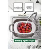 Muf Home Ayarlanabilir Saplı Lavabo Üstü Pratik Süzgeç - Katlanabilir Ayaklı, Meyve Sebze ve Makarna Süzgeci - Bpa Içermez- (Asorti Renk)