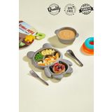 MUF HOME Ayıcık Şekilli 3 Bölmeli 4 Parça Çocuk Bebek Mama Tabağı + Çorba Kasesi-Çatal Kaşıklı Beslenme Kabı