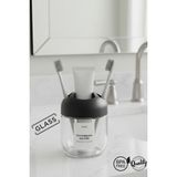 MUF HOME Cam Diş Fırçalık Modern Banyo Diş Fırçalık Şık Cam Gövde 3 Bölmeli Şeffaf Cam Diş Fırçalık Organizer
