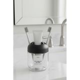 MUF HOME Cam Diş Fırçalık Modern Banyo Diş Fırçalık Şık Cam Gövde 3 Bölmeli Şeffaf Organizer