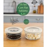 Muf Home Cam Saklama Kabı Hava Geçirmez Silikon Kapaklı Cam Kahvaltılık Seti Sızdırmaz Saklama Kabı 2X-415CC Bpa Free - KREM