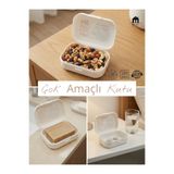 MUF HOME Çok Amaçlı Kapaklı Mini Saklama Kutusu Taşınabilir Seyahat Tipi İlaç, Sabun, Atıştırmalık Kabı 320ml