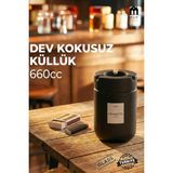 MUF HOME Dev Cam Gövde Kokusuz Küllük Yanmaz Plastik Kapaklı Dekoratif Ev, Ofis Kül Tablası Şık Tasarım 660cc