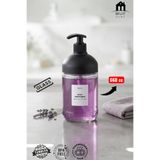 MUF HOME Dev Hacimli Cam Sıvı Sabunluk - XXL Büyük Boy Banyo ve Mutfak Sabunluğu Siyah Pompalı - 660cc