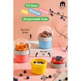 Muf Home Fitmola Çift Bölmeli Çatallı ve Kaşıklı Yoğurt ve Müsli Kabı (300+300 Ml) Atıştırmalık Diyet Beslenme KUTUSU-1ADET