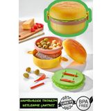 MUF HOME Hamburger Tasarım Okul Beslenme Çantası Yemek Kutusu Eğlenceli Çocuk Saklama Kabı 1200 ML