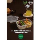 MUF HOME İki Bölmeli Şeffaf Sızdırmaz Kapaklı Saklama Kabı - Kahvaltılık - Beslenme Kabı -1000 ML