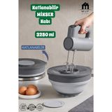 Muf Home Katlanabilir Sıçratmaz Kapaklı Mikser Kabı - Büyük Boy Çırpma ve Karıştırma Kabı - Katlanabilir Hamur Yoğurma Kabı 3250ML Bpa Içermez