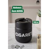 MUF HOME Kokusuz Cam Hazneli Yanmaz Plastik Kapaklı Ev Ofis Ve Araç içi Kül Tablası Şık Tasarım 425cc Küllük