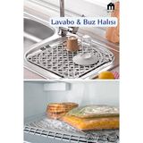 Muf Home Lavabo Buz Halısı Buzluk Zemin Koruyucu Bulaşık Kurutma Matı Damacana Altlığı Uzun Ömürlü Kullanım