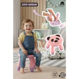 Muf Home Panda Desenli Renkli Sevimli Çocuk Taburesi Banyo Yükseltici Bebek Çocuk Sandalyesi - Pembe