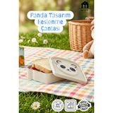 Muf Home Panda Tasarımlı Çocuk Beslenme Kutusu - Okul Piknik Sandviç ve Atıştırmalık Saklama Kabı Bpa Free - Krem