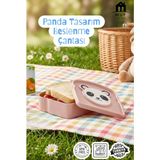 Muf Home Panda Tasarımlı Çocuk Beslenme Kutusu - Okul Piknik Sandviç ve Atıştırmalık Saklama Kabı Bpa Free - Pembe