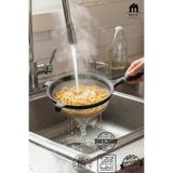 Muf Home Paslanmaz Çelik Ince Delikli Makarna ve Pirinç Süzgeci - Ergonomik Saplı Kevgir Tel Süzgeç Bpa Free