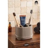 Muf Home Pratik 5 Bölmeli Çok Amaçlı Banyo Düzenleyici Diş Fırçalık, Macunluk ve Makyaj Organizeri - Masa Üstü Bölmeli Kalemlik Kutusu - Bej