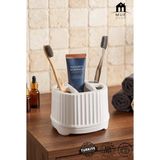 Muf Home Pratik 5 Bölmeli Çok Amaçlı Banyo Düzenleyici Diş Fırçalık, Macunluk ve Makyaj Organizeri - Masa Üstü Bölmeli Kalemlik Kutusu - Beyaz