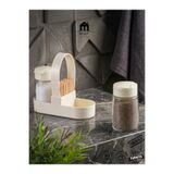 MUF HOME Pratik Kürdanlıklı Standlı Cam Tuzluk Karabiberlik Seti - Click Kapak Lokanta Tipi Baharatlık Seti 2 X 100cc