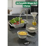 Muf Home Qlux Ideas 4 Parça Katlanabilir Süzgeç Seti - Yer Kaplamayan Pratik Süzgeç Seti - Bpa Free