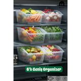 MUF HOME QLUX IDEAS 6'lı Çok Amaçlı Şeffaf Düzenleyici Sepet Seti Buzdolabı Dolap İçi Banyo- Kiler Organizeri - BPA FREE