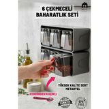 MUF HOME QLUX IDEAS Standlı 6'lı Modern Duvara Asılabilir -KAŞIKLI- Baharat Takımı Baharatlık Seti - Bpa Free