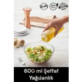 MUF HOME Sızdırmaz Kapak Şeffaf Sos Şişesi Yağlık Sirkelik Sosluk -600ml Masterchef Sosluk Şeffaf Yağdanlık