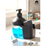 Muf Home Süngerlikli Cam Sıvı Sabunluk - 425 ml Mutfak Tezgah Üstü Bulaşık Deterjanlığı Modern Sabunluk