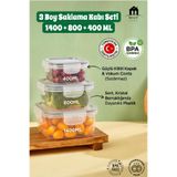 MUF HOME Tam Vakumlu Hava Geçirmez Sızdırmaz Dayanıklı Kilitli Saklama Kabı 3'lü Set Şeffaf (1400ML 800ML 400ML) Bpa İçermez