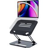 Mufamet Basic-2 Tüm Modellerle Uyumlu 50Kg kapasite Çelik Sınırsız Açıda Kolay Ayarlanır Laptop Standı Yükseltici Laptop Ipad Macbook Standı - Siyah - 13inç - 19.3 inç laptoplar için