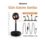 mufamet Gün Batımı Projeksiyon Masa Lambası Romantik Fotoğraf Çekimi Aydınlatma Standlı Usb Led Işık Red