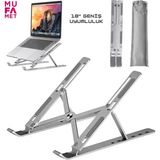 Mufamet Taşıma Kılıfı Hediyeli Alüminyum Notebook Standı Katlanır Taşınabilir Ayarlanabilir 6 Kademe Yükseltici Laptop Standı - RENK