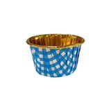 Muffin Kek Kapsülü Kare Desenli Mavi-Altın 25LI - Option-1 - 001-Renkli