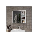 Mufi WooD %100 Mdf Banyo Dolabı Sade Aynalı Kapaklı Raflı Mdf Banyo Dolabı