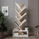 Mufi Wood Dekoratif Çok Bölmeli Kitaplık - Beyaz - Meşe