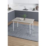 Mufian Concept DAMLA 60x90 Cm İskandinav - Bohem Oval Köşe Traverten Beyaz Ayak Mutfak -Yemek-Balkon-Çalışma Masası