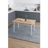 Mufian Concept DAMLA 70x110 Cm İskandinav - Bohem Oval Köşe Beyaz Ayak-Çam Desen Yemek-Mutfak-Balkon-Çalışma Masası