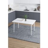 Mufian Concept DAMLA 70x110 Cm İskandinav - Bohem Oval Köşe Beyaz Ayak Mutfak - Yemek - Balkon - Çalışma Masası