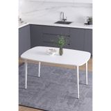 Mufian Concept İskandinav Bohem Oval 60x90 CM Beyaz Metal Ayaklı Beyaz Mutfak-Yemek-Balkon-Çalışma Masası LUNA