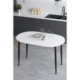 Mufian Concept İskandinav Bohem Oval 60x90 CM Beyaz Tabla Mutfak - Yemek- Balkon Küçük Alan Masası MELİNDA