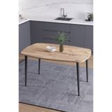 Mufian Concept İskandinav Bohem Oval 60x90 CM Metal Ayaklı Atlantik Çam Mutfak-Yemek-Balkon-Çalışma Masası LUNA