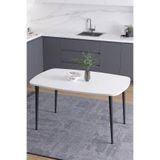 Mufian Concept İskandinav Bohem Oval 60x90 CM Metal Ayaklı Beyaz Mutfak-Yemek-Balkon-Çalışma Masası LUNA