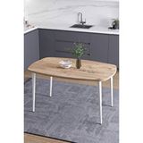 Mufian Concept İskandinav Bohem Oval 70x110 Cm Beyaz Metal Ayaklı Çam Mutfak-yemek-balkon-çalışma Masası Luna