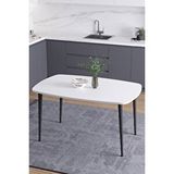 Mufian Concept İskandinav Bohem Oval 70x110 Cm Metal Ayaklı Beyaz Mutfak-yemek-balkon-çalışma Masası Luna