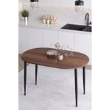 Mufian Concept İskandinav Modern Oval 60x90 CM Metal Ayaklı Ceviz Mutfak-Yemek-Balkon-Çalışma Masası MELİNDA