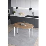 Mufian Concept Melinda 60x90 Cm İskandinav - Bohem Oval Çam Beyaz Ayak Mutfak - Yemek - Balkon - Çalışma Masası