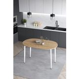 Mufian Concept Melinda 60x90 Cm İskandinav - Bohem Oval Meşe Beyaz Ayak Mutfak - Yemek - Balkon - Çalışma Masası