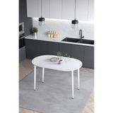 Mufian Concept Melinda 60x90 Cm İskandinav Modern Oval Beyaz Ayaklı Beyaz Mutfak - Yemek - Balkon - Çalışma Masası